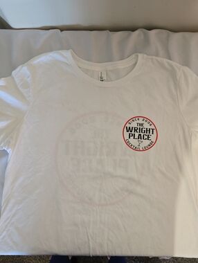White Pocket Logo Tee with Red/Black Accent